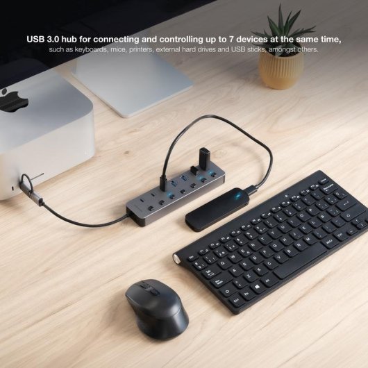 Nanocable USB-Hub, 8 Ports, 5 Gbit/s, USB-A/USB-C, Einzelschalter