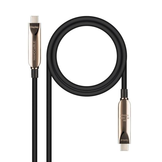 Cable USB-C Nanocable AOC USB 3.2 Gen 2x1 10 Gbps 60 W 8K a 60 Hz 5 m negro