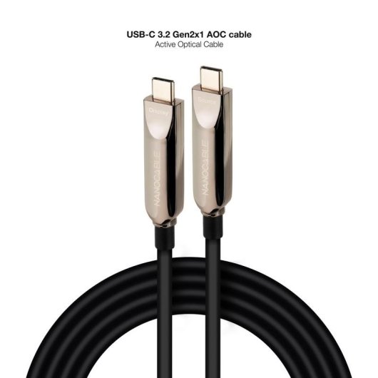 Cable USB-C Nanocable AOC Gen2x1 60W 10Gbps 8K 10 m