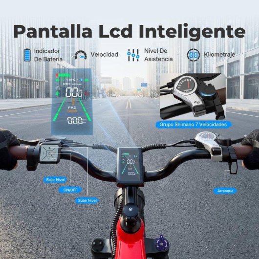 Bicicletta elettrica Aairsk 250 W 48 V 20 Ah 26 x 3,0 rossa