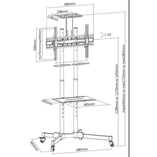 Equip Soporte de Suelo con Ruedas para Pantalla De 37"-70" Vesa 600x400 Max 50Kg