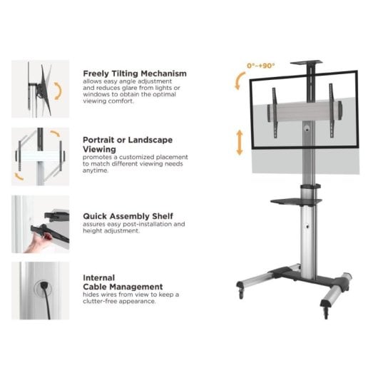 Equip Soporte de Suelo con Ruedas para Pantalla De 37"-70" de Aluminio Vesa 600x400 Max 50Kg