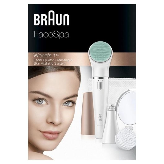 Épilateur Visage Braun FaceSpa 851V sans Fil 3-en-1 Wet & Dry Têtes
