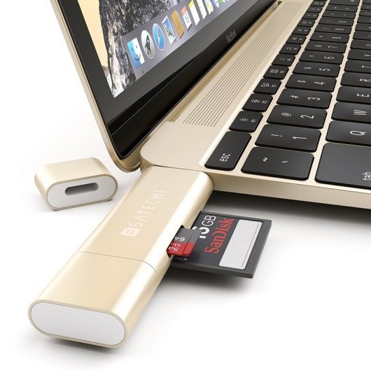 Satechi Leitor de Cartões SD/MicroSD com USB 3.0/ USB Tipo C Dourado
