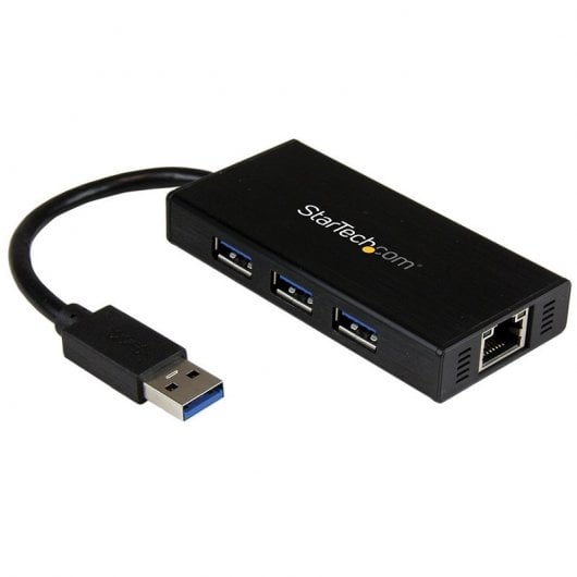 Startech Hub USB 3.0 Aluminio con Cable 3 Puertos y Ethernet