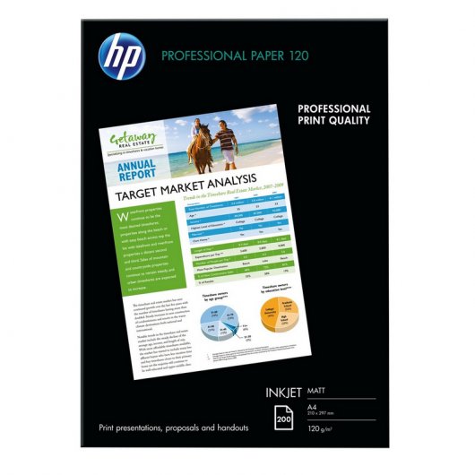HP Papel de Inyección de Tinta Mate Profesional HP 200 hojas/A4/210 x 297 mm