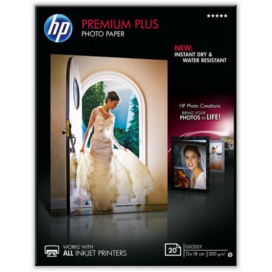 HP Papel Fotográfico Brillante HP Premium Plus 20 hojas/13 x 18 cm
