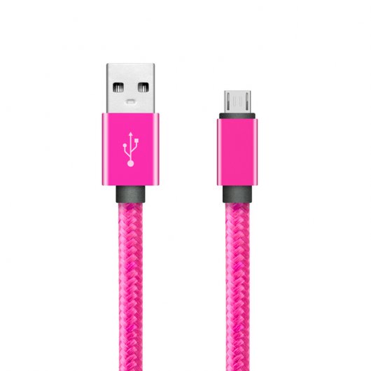Unotec Cable MicroUSB a USB Nylon 30 cm Rosa