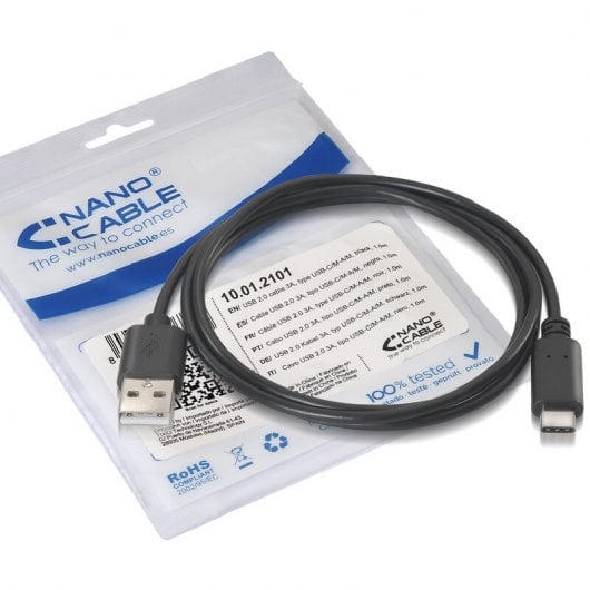 Nanocable Cable USB Tipo C a USB A Macho/Macho 2m Negro