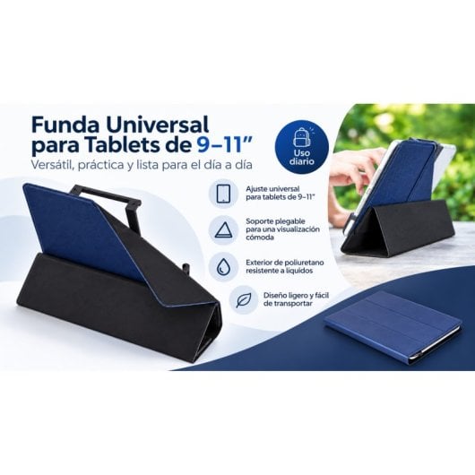 SilverHT Funda Universal Camera Pro para Tablet 9"-11" Azul Oscuro