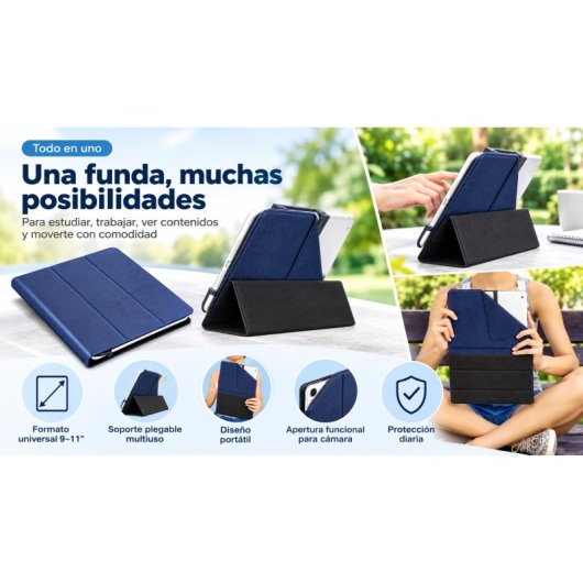 SilverHT Funda Universal Camera Pro para Tablet 9"-11" Azul Oscuro