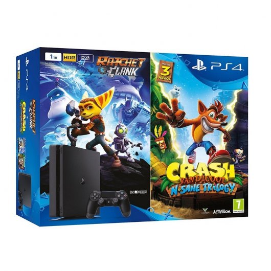 Sony PS4 PlayStation 4 Slim 1TB + Crash Bandicoot + Ratchet & Clank + PSN Suscripcion 365 Dias