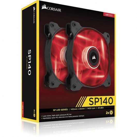 Corsair Pack 2 Ventiladores Air Series SP140 140x140mm LED Rojo