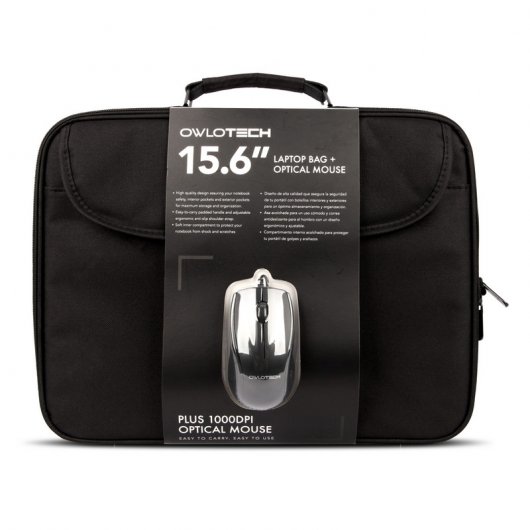 Owlotech Pack Maletín para Portátil hasta 15.6" + Ratón Óptico 1000DPI