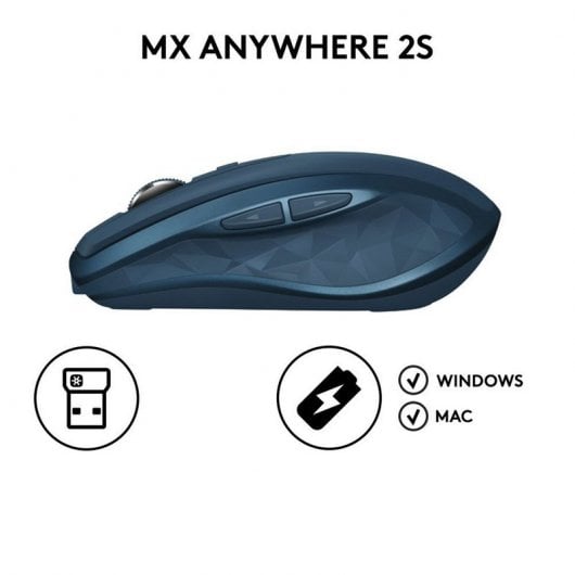 Logitech MX Anywhere 2S Ratón Inalámbrico Azul 4000DPI