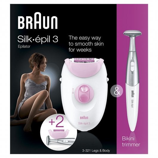 Braun Silk-épil 3 3-321 Depiladora con Rodillo de Masaje y Recortadora Línea de Bikini