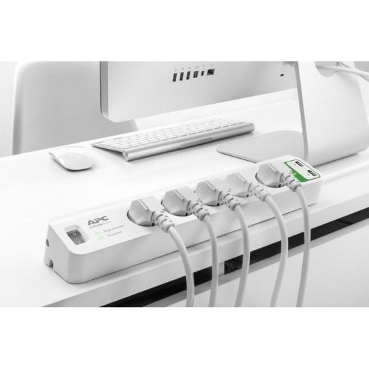 APC Essential SurgeArrest Protección contra Sobretensiones 5 Tomas 230V 2 Puertos USB Blanco