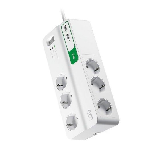 APC Essential SurgeArrest Protección contra Sobretensiones 6 Tomas 230V 2 Puertos USB Blanco