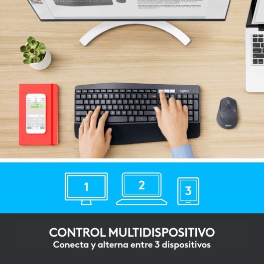 Tastatur Logitech MK850 Combo Membran kabellos QWERTY Spanisch mit Maus und Handballenauflage