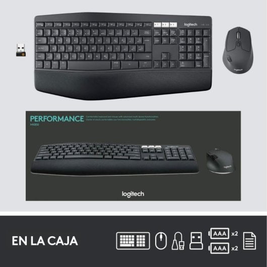 Tastatur Logitech MK850 Combo Membran kabellos QWERTY Spanisch mit Maus und Handballenauflage