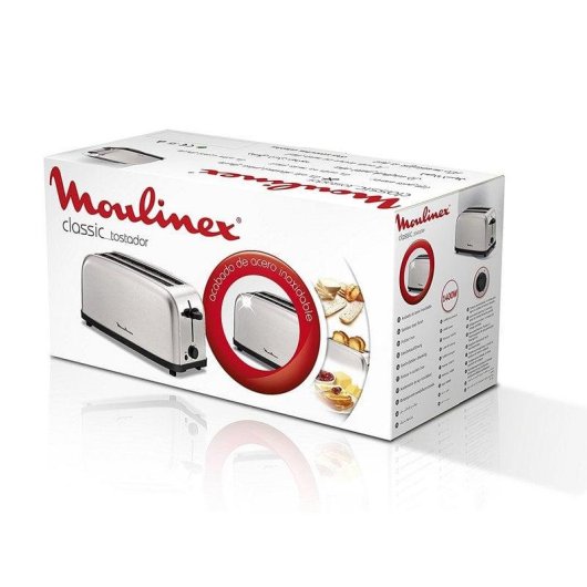 Grille-pain vintage Moulinex LS330D11 2 fentes longues 4 tranches 1400 W 6 niveaux ramasse-miettes inox