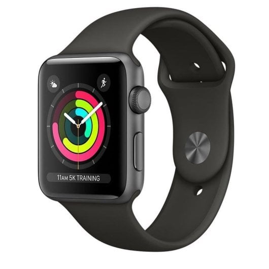 Apple Watch Series 3 GPS 42mm OLED Gris Aluminium Noir M Étanche 50m Pulsomètre