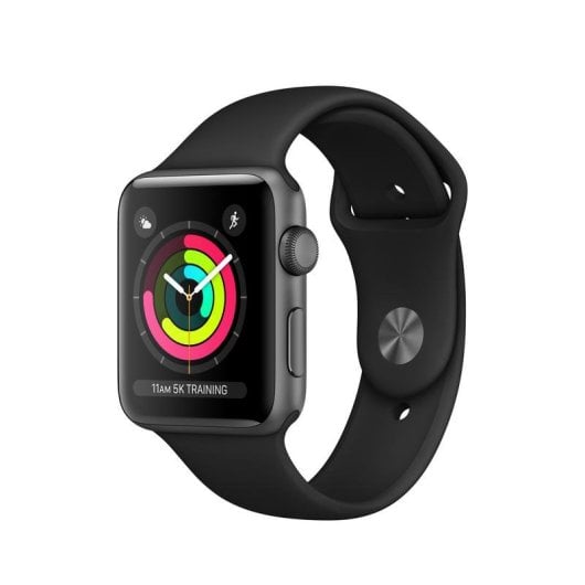 Apple Watch Series 3 GPS 42mm OLED Gris Aluminium Noir M Étanche 50m Pulsomètre