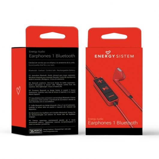 Auriculares Energy Sistem Earphones 1 Bluetooth Vermelhos