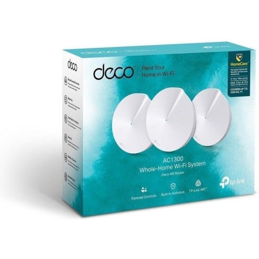 WiFi Mesh TP-Link Deco M5 3 Nodi 1300 Mbps 400 m² con Antivirus Integrato