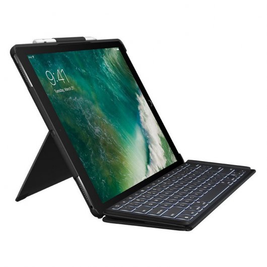 Capa Logitech Slim Combo com Teclado Sem Fios Preto para iPad Pro de 12.9"