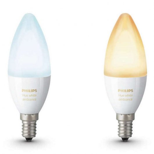 Philips Hue White Ambiance Pack 2 Bombillas Vela Ambiental Blanco E14
