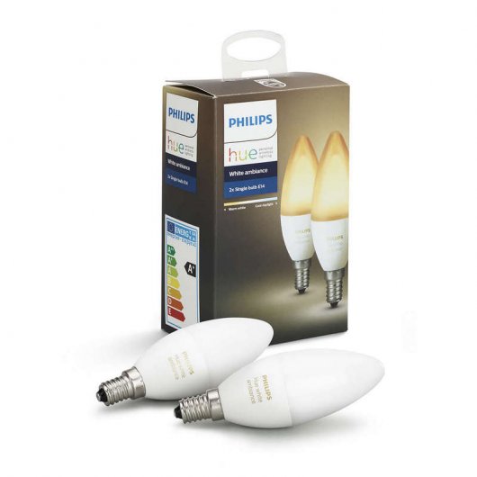 Philips Hue White Ambiance Pack 2 Bombillas Vela Ambiental Blanco E14