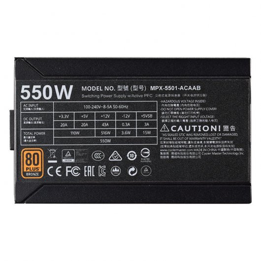 Cooler Master MWE Bronze 550 550W 80 Plus Bronze