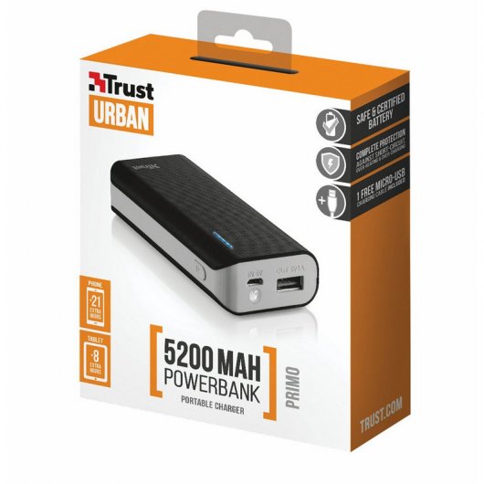 Trust Primo Powerbank 5200mAh con Linterna Negra
