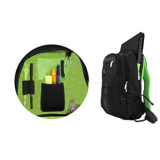 KeepOut BK7GXL sac à dos Noir, Vert Simili-cuir, Nylon