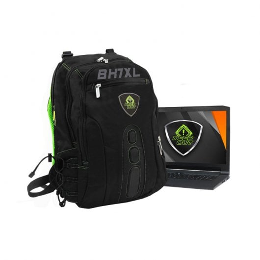 KeepOut BK7GXL sac à dos Noir, Vert Simili-cuir, Nylon