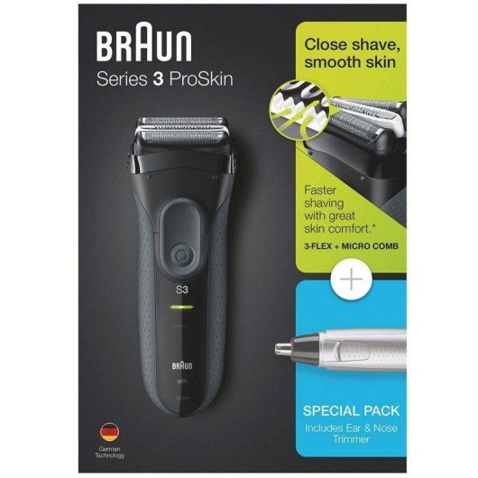 Barbeador Facial Braun Series 3 Bt3000 Recarregável 45min Resistente à Água 5 Pentes Carga Rápida