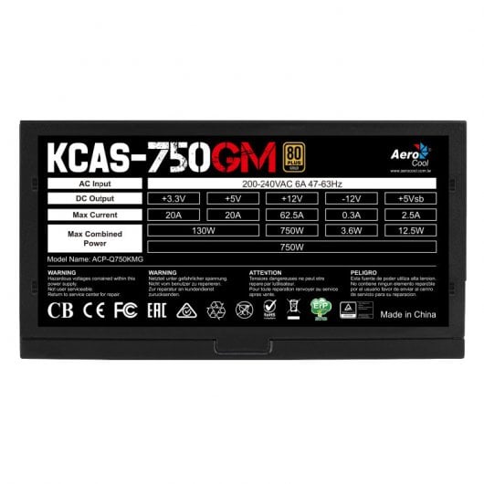 Aerocool KCAS-750GM 750W 80 Plus Gold Semi Modular