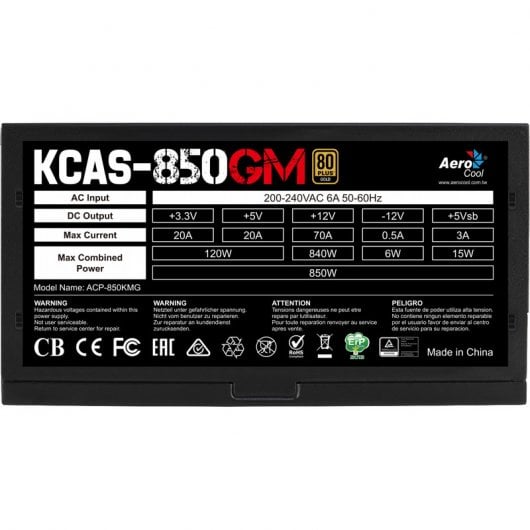Aerocool KCAS-850GM 850W 80 Plus Gold Semi Modular