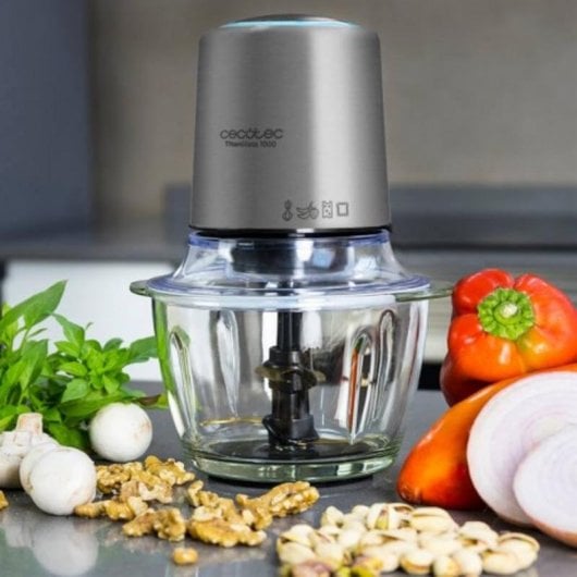 Tritatutto Cecotec Titan Glass 1000 1L 400W Inox Vetro Cuchiglie Titanio