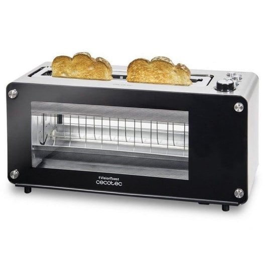 Tostadora Cecotec VisionToast 1260W Glasfenster XL-Slot Edelstahl 7-Stufen