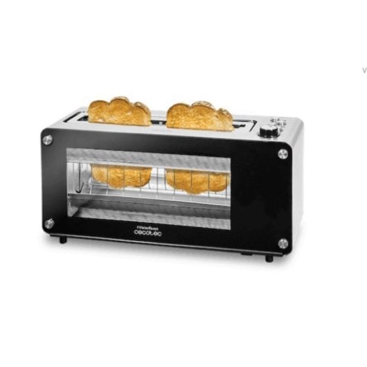 Tostadora Cecotec VisionToast 1260W Glasfenster XL-Slot Edelstahl 7-Stufen