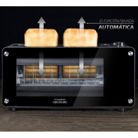 Tostadora Cecotec VisionToast 1260W Glasfenster XL-Slot Edelstahl 7-Stufen