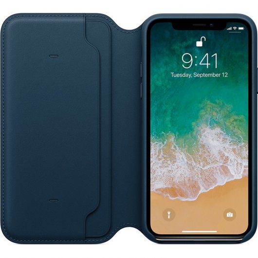 Apple Funda Piel Folio Azul Cosmos para iPhone X