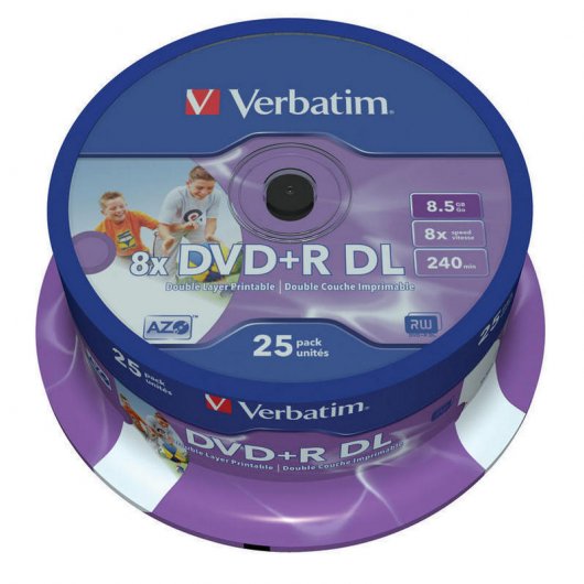 Verbatim DVD+R DL Doble Capa 8x Printable Tarrina 25 Unidades
