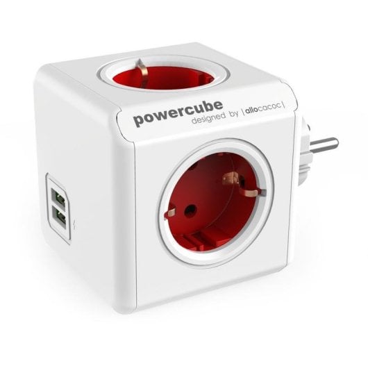 Multiprise PowerCube Original USB 4 Prises 2 USB-A sans câble Rouge