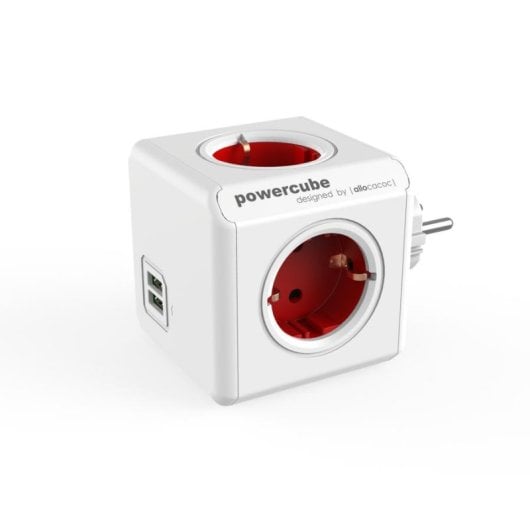 Multiprise PowerCube Original USB 4 Prises 2 USB-A sans câble Rouge