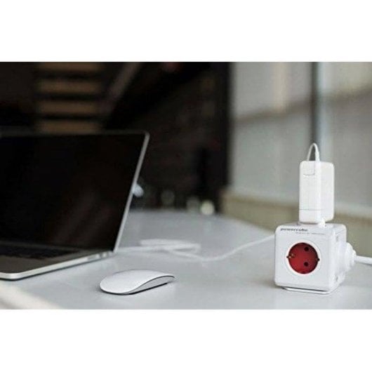 Multiprise PowerCube Extended 5 Prises Câble 1,5 m Montage Bureau Vert