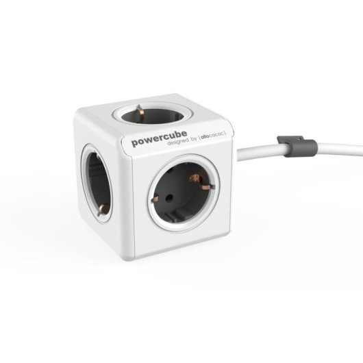 Regleta PowerCube Extended 5 Tomas 1,5 m Gris con Soporte Adhesivo