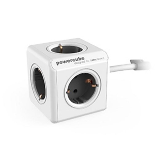 Regleta PowerCube Extended 5 Tomas 1,5 m Gris con Soporte Adhesivo